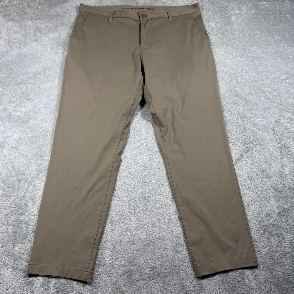Rhone Commuter Pants Mens 35x27 Beige Slim Fit Performance Chino Travel Golf